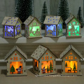 New Year Christmas DIY Toys Luminous Cabin Innovative Christmas Snow House with Light Colorful Wooden Cottage Decoration Toy